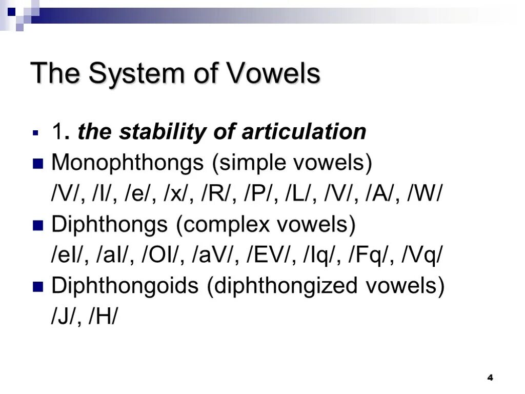 The system английский. The System of English Vowels таблица. English Vowel Sounds classification. Stability of articulation. Classification of English Vowels таблица.