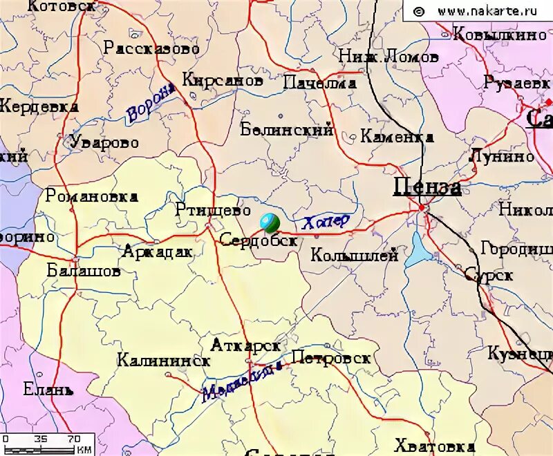 Где находится сердобск. Сердобск пензенская область карта. карта города сердобска пензенской обл..