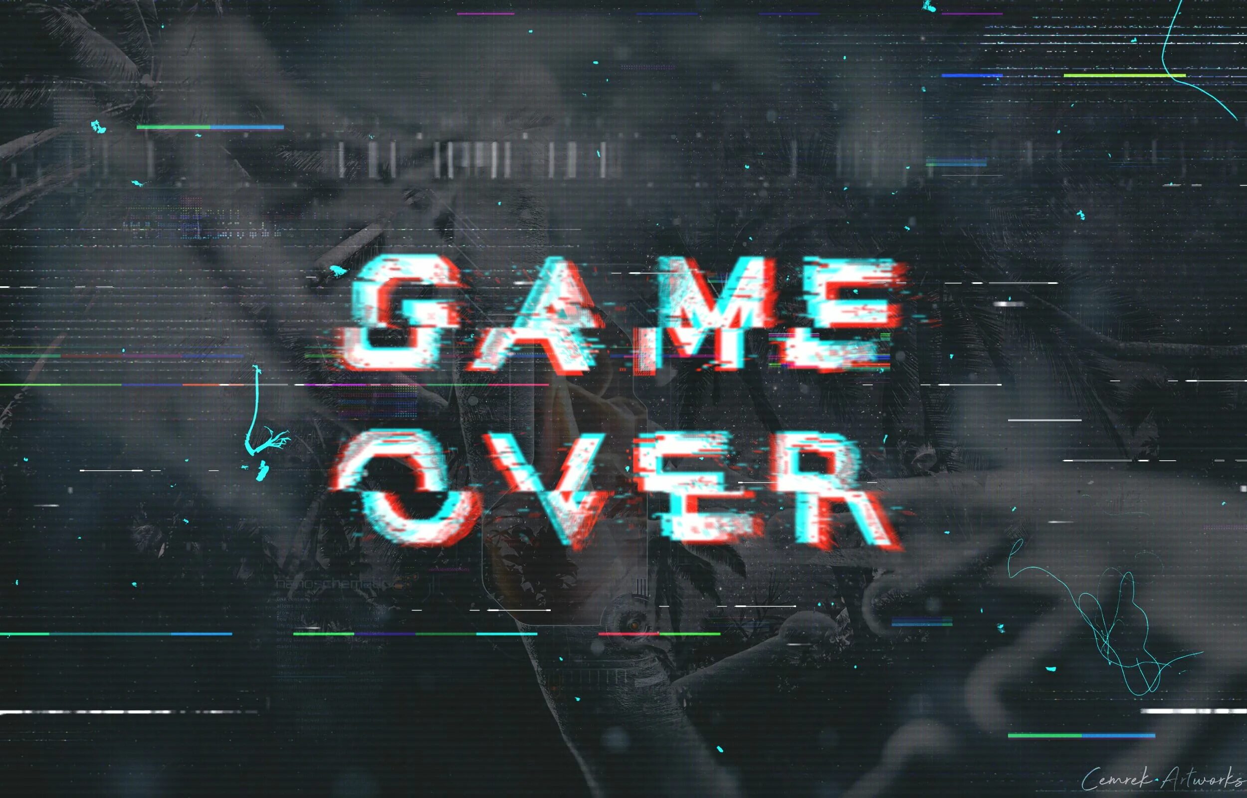 Игровая надпись. Game over. Конец игры. Игра Glitch.