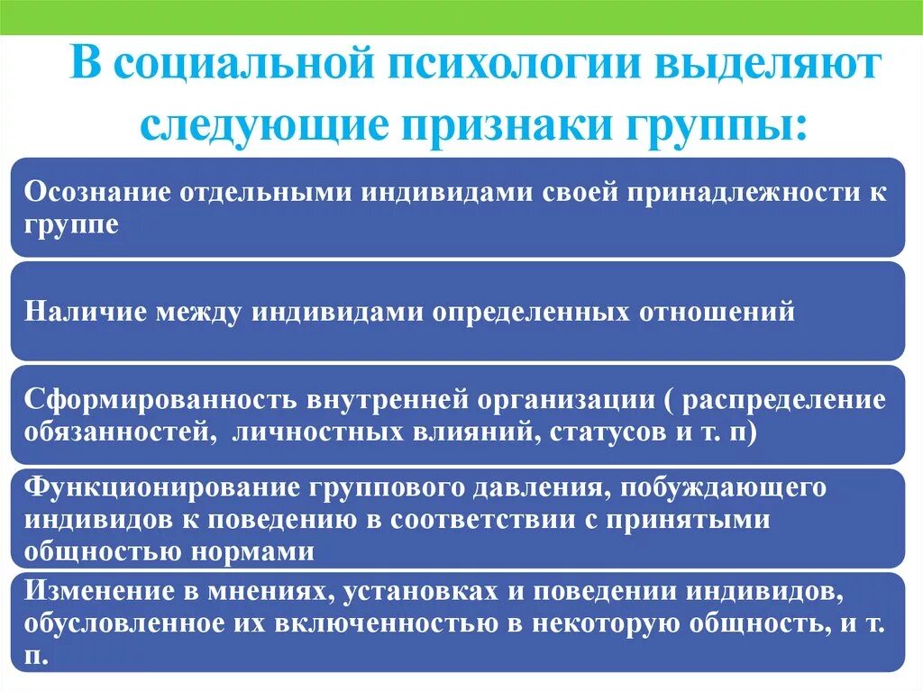 Психологические признаки группы