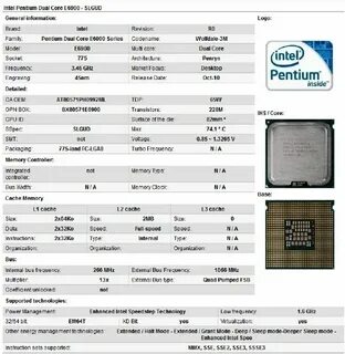 Intel pentium характеристики