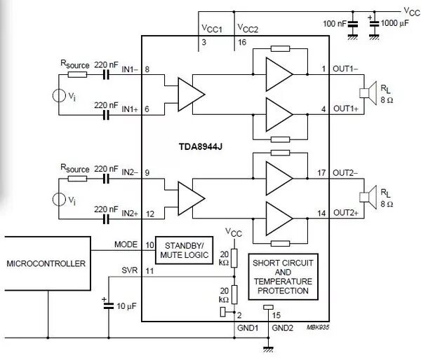 Tfa9843j схема усилителя TFA9842AJ Datasheet 7.5 W, Stereo Power Amplifier ( Pinout