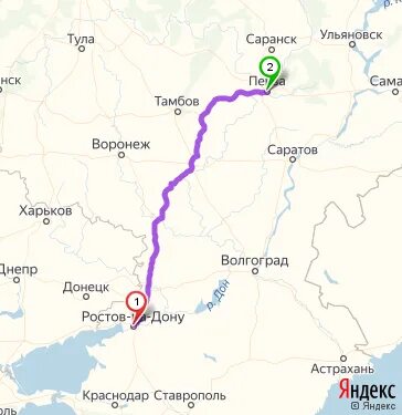 Карта казань ростов на дону