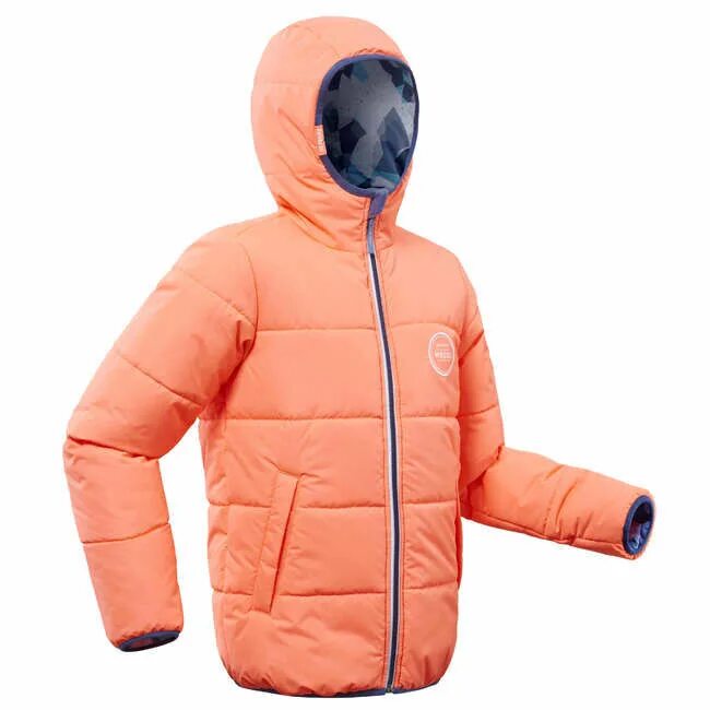 Куртка детская утепленная warm Reverse 100 Wedze. Weedze children's Ski Jacket warm Reverse 100 - Coral and Blue. Куртка Wedze двусторонняя. Спортивный пуховик Wedze.