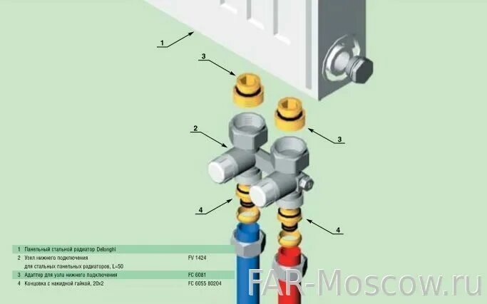 Узел радиатора отопления. Н образный узел подключения радиаторов отопления. Монтаж узел Нижнего подключения радиатора н-образный. Узел подключения радиатора отопления схема.