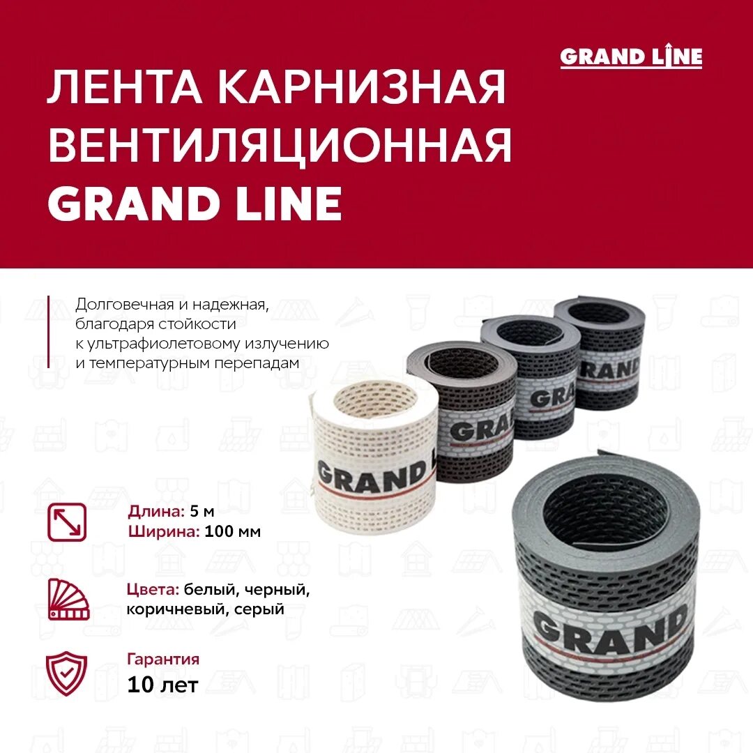 Лента вентиляционная карнизная Grand line серая. Карнизная лента черная Grand line. Лента вентиляционная 100х5000 мм Grand line. Карнизная лента коричневая Grand line.