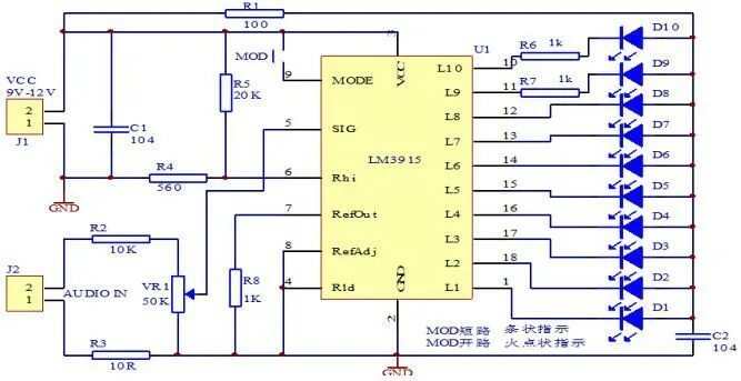 Lm3915 индикатор уровня. Индикатор на lm3915 на люминесцентном. Микросхема лм3915. Лм3915 даташит. 10-Сегментный индикатор уровня звука lm3915 схема.