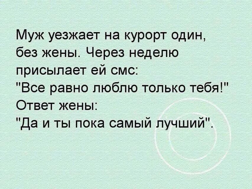 Муж уехал в отпуск. Муж уезжает на курорт один без жены. Ты лучшая анекдот. Анекдот ты самый лучший. Муж уехал.