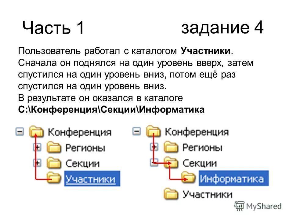 Поднялся на один уровень вверх информатика