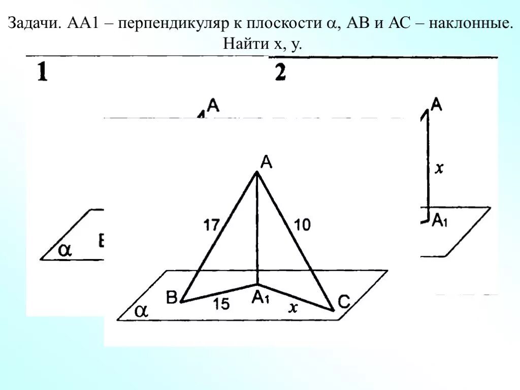 Аа1 перпендикуляр к плоскости. Решение задач по теме перпендикуляр и наклонные. Задачи по теме перпендикуляр и Наклонная. Наклонная и проекция задачи.