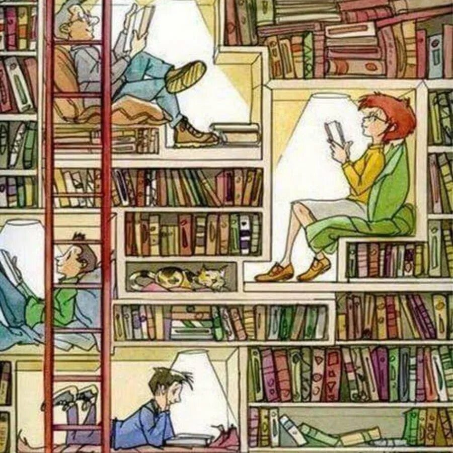 Библиотека книг ошибка. Полки для книг. читатели в библиотеке. иллюстрации к книгам. книжки в библиотеке.
