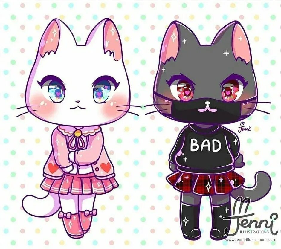 Рисунки с милыми котиками с одеждой