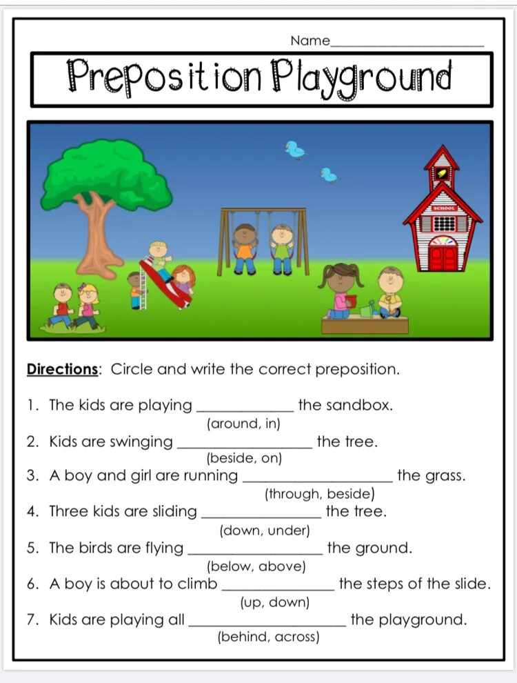 Prepositions of Movement задания. Prepositions of Movement Worksheets 5 класс. Prepositions of place Playground. Playground Worksheets for Kids. Prepositions famous