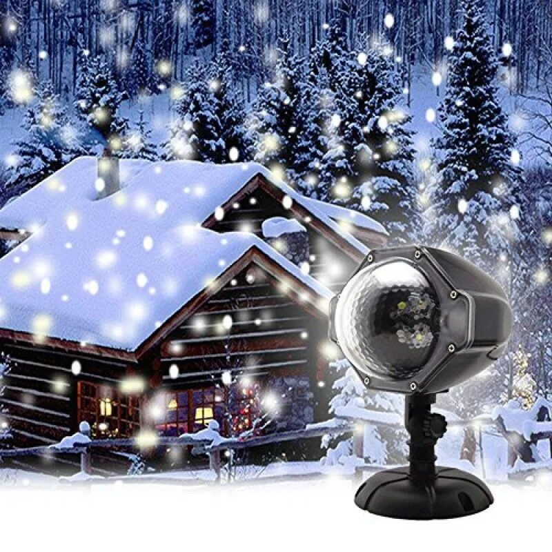 Лучший новогодний проектор. Snowfall light led проектор. проектор св/д вращ. в52 &quot;snowfall&quot; снегопад до 30м2, 4w, пультду ip65. led проектор падающего голубого снега snowfall light. проектор christmas led projector light.