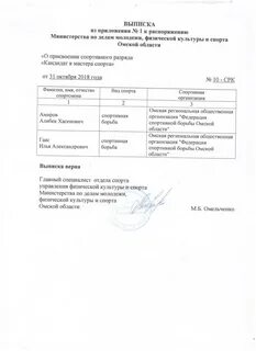 Приказ на получение мастера спорта 2024