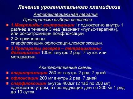 Чем лечить хламидиоз у женщин препараты