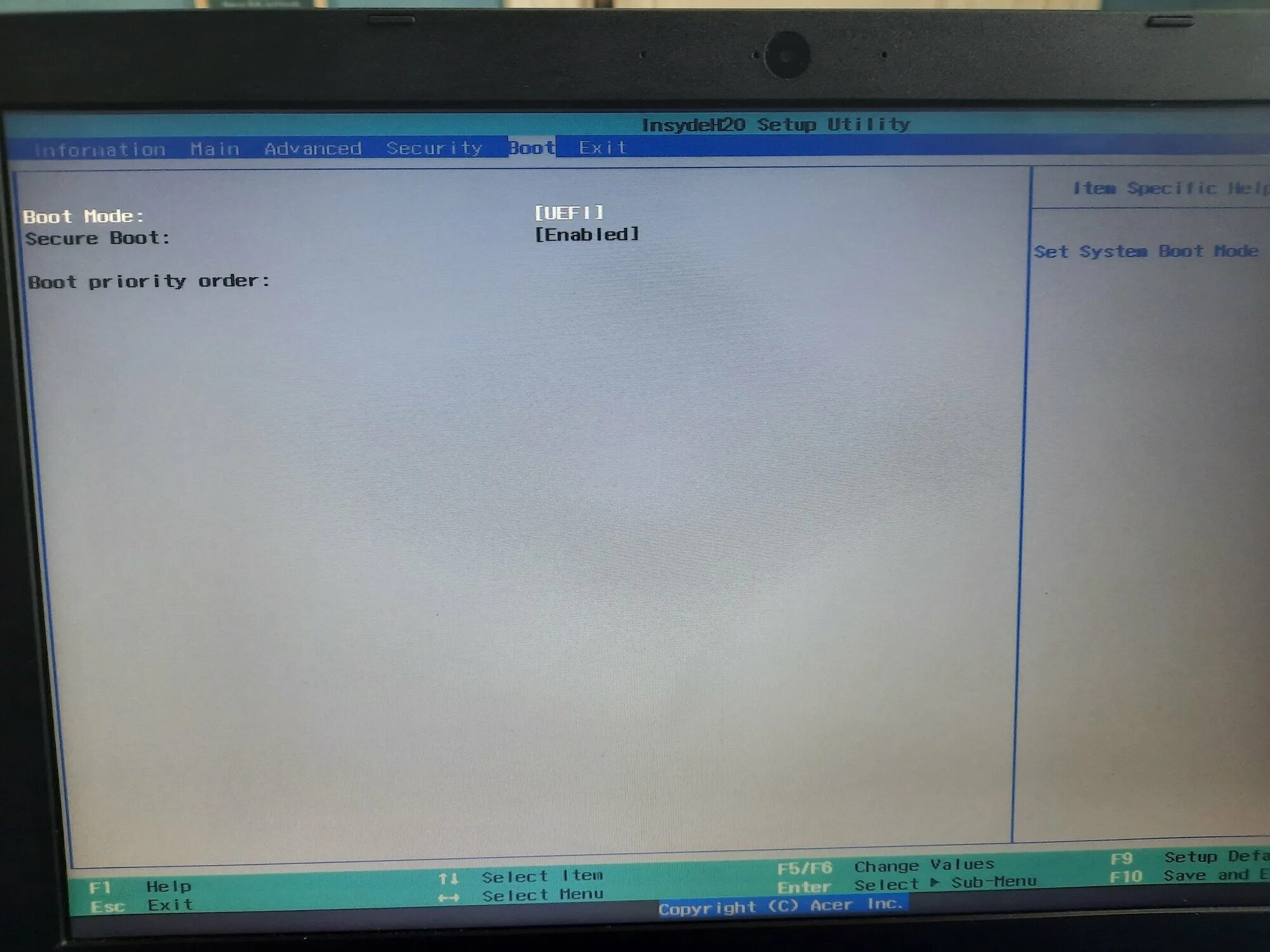 Boot menu acer aspire. Boot menu acer. boot priority order пустой.