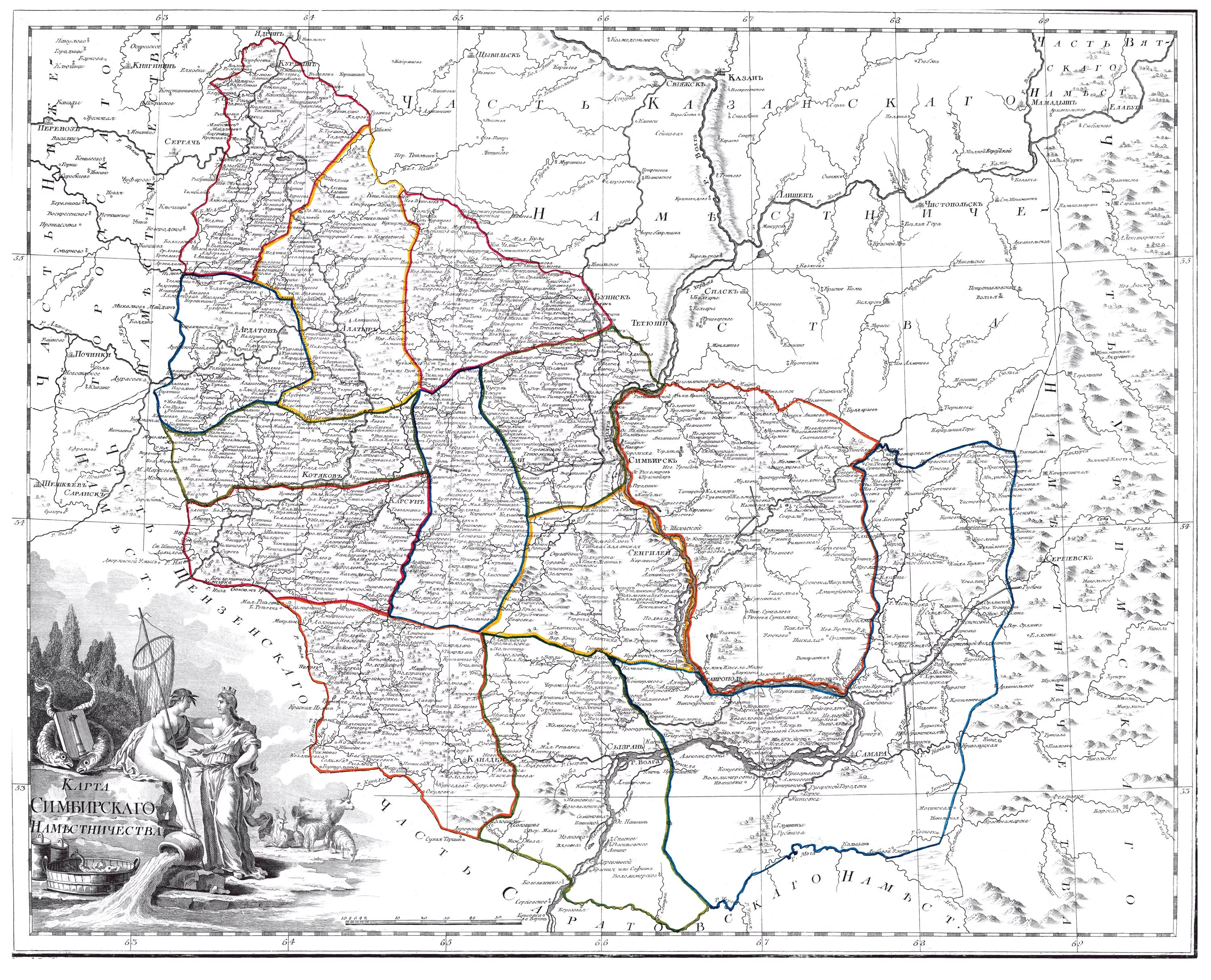 Симбирская губерния карта. Карта симбирского наместничества 1780 года. карта симбирской губернии. симбирский уезд карта. симбирской провинции казанской губернии.