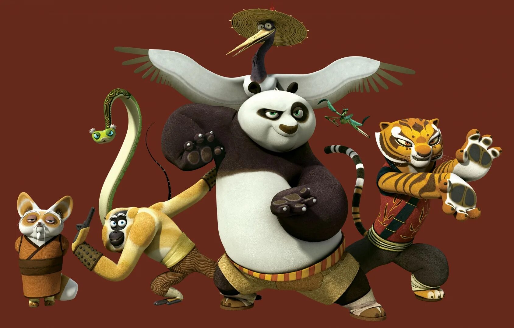 Kong fu panda 4. Кунг фу Панда. Кунг фу Панда герои. Кунг-фу Панда неистовая пятёрка.