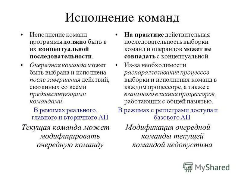 исполнение команда