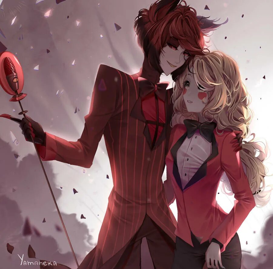 Аластор отель хазбин человек и демон. Аластор и чарли арт. Отель хазбин чарли и аластор. Hazbin hotel аластор и чарли. Hazbin hotel семья чарли.