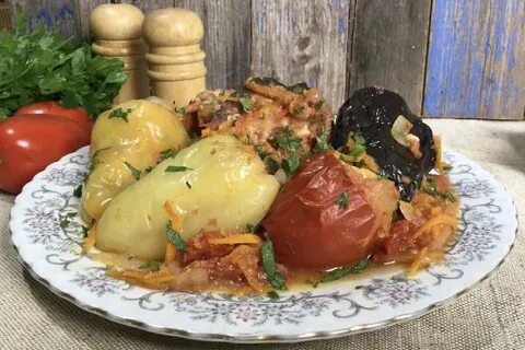 Овощи фаршированные мясом в духовке рецепт