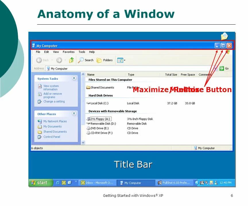 Windows title. Windows bar. [window title]. title bar.