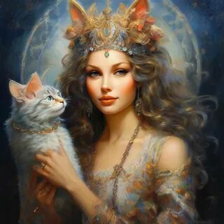 Catena the goddess of cats, art, Tatiana Ustyantseva.