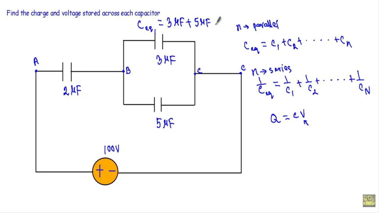 Capacitor voltage. Voltage in parallel capacitors. voltage in series. voltage in series capacitors.