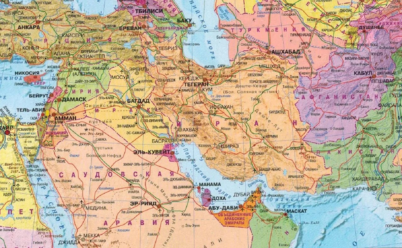 Какие города на востоке. Карта ближнего Востока Иран Ирак Сирия Турция. Карта ближнего Востока и средней Азии. Политическая карта ближнего Востока. Политическая карта Юго Западной Азии.