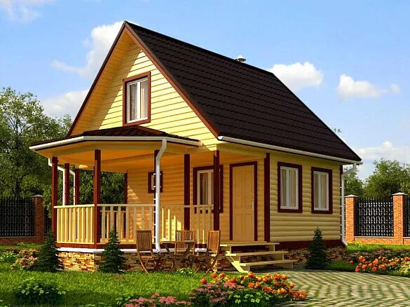 Дачные домики: проект № 10. дом из бруса 6х6, заказать строительство