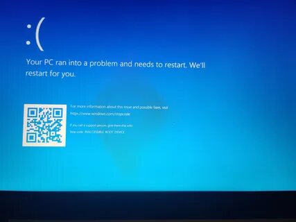 Синий экран inaccessible boot device