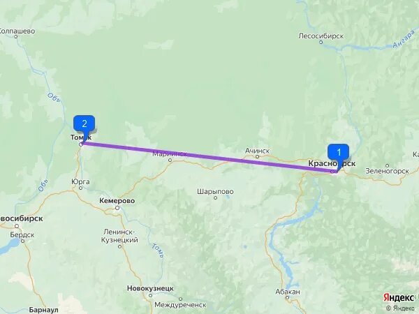 Томск красноярск расстояние км