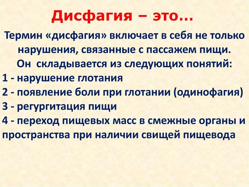 Дисфагия – это нарушение глотания:. Виды дисфагии. Виды дисфагии пищевода.