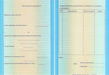Вкладыш диплома