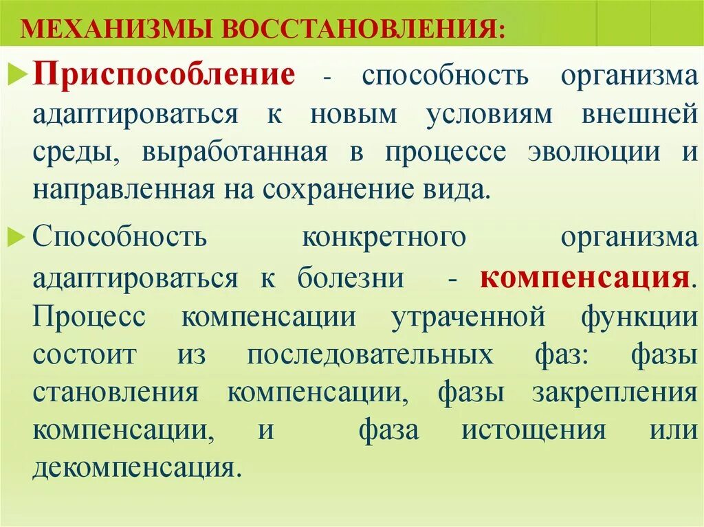 Востанавливайся или восстанавливайся. Механизмы восстановления функций: регенерация-. Механизм восстановления нарушенных функций патология. Механизмы компенсации функций. Принцип восстановления функций организма.