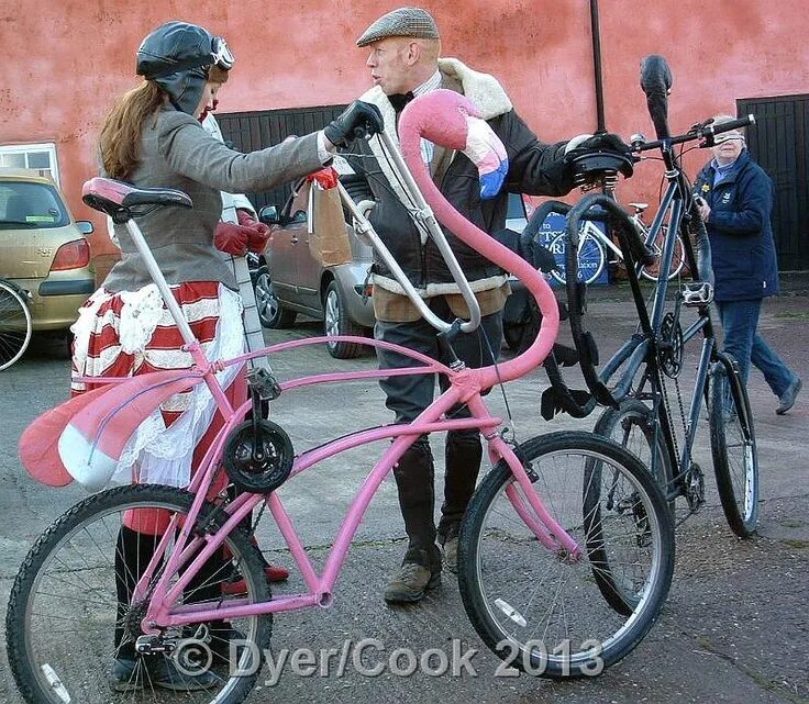 Фламинго на велосипеде. Розовый Фламинго машина. Фламинго из велосипедной шины. Тренажер Фламинго велосипедный.