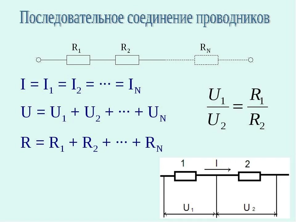 Схема последовательного соединения проводников. Таблица последовательное и параллельное соединение проводников. Схема последовательного соединения n-проводников. Схема последовательного соединения проводников 8 класс. Закон ома для последовательного соединения проводников