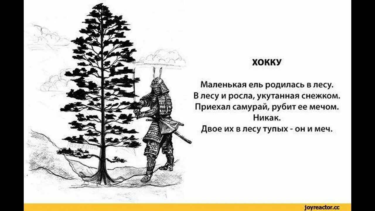 Рубленный стих. Самурай рубит мечом ель хокку. Стихи самураев. Двое в лесу тупых он и меч. Японские стихи прикол.