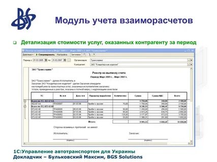Реестр оказанных услуг