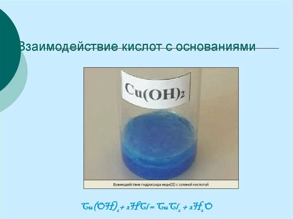 Гидроксид меди цвет. Взаимодействия гидроксида меди (II) С соляной кислотой. Cuoh2 цвет. Кислота cu Oh 2. Взаимодействие гидроксида меди 2 с соляной кислотой