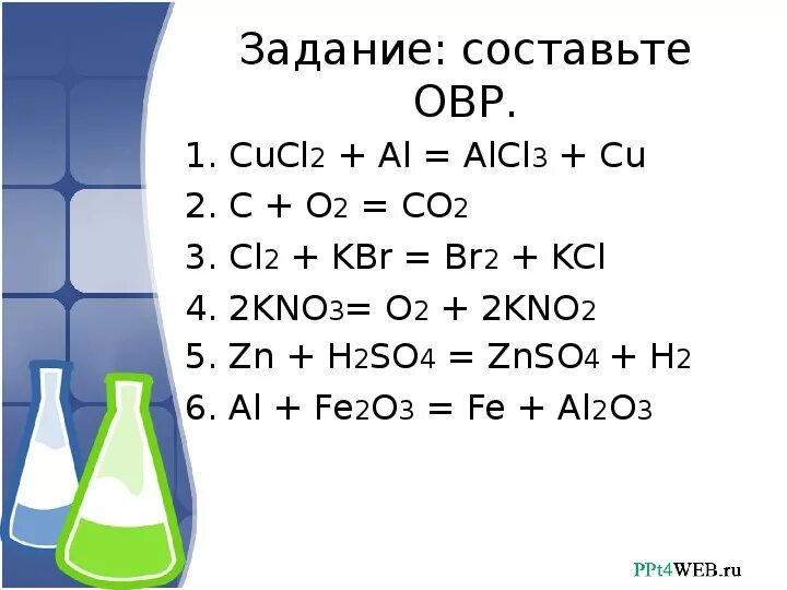 Расставить коэффициенты fe hcl