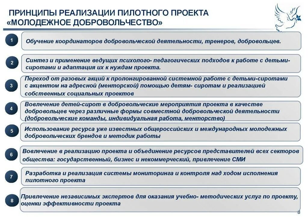 Принципы предоставления социальной помощи. Принципы работы волонтерства. внедрение пилотного проекта. задачи и мероприятия проекта. основные принципы организации волонтерской деятельности.