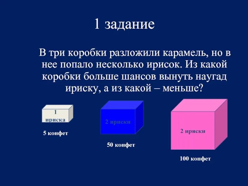 В трех коробках камни. 3 Коробки. С три короба. Задача какая коробочка самая тяжелая. Шансы в большом ящике.