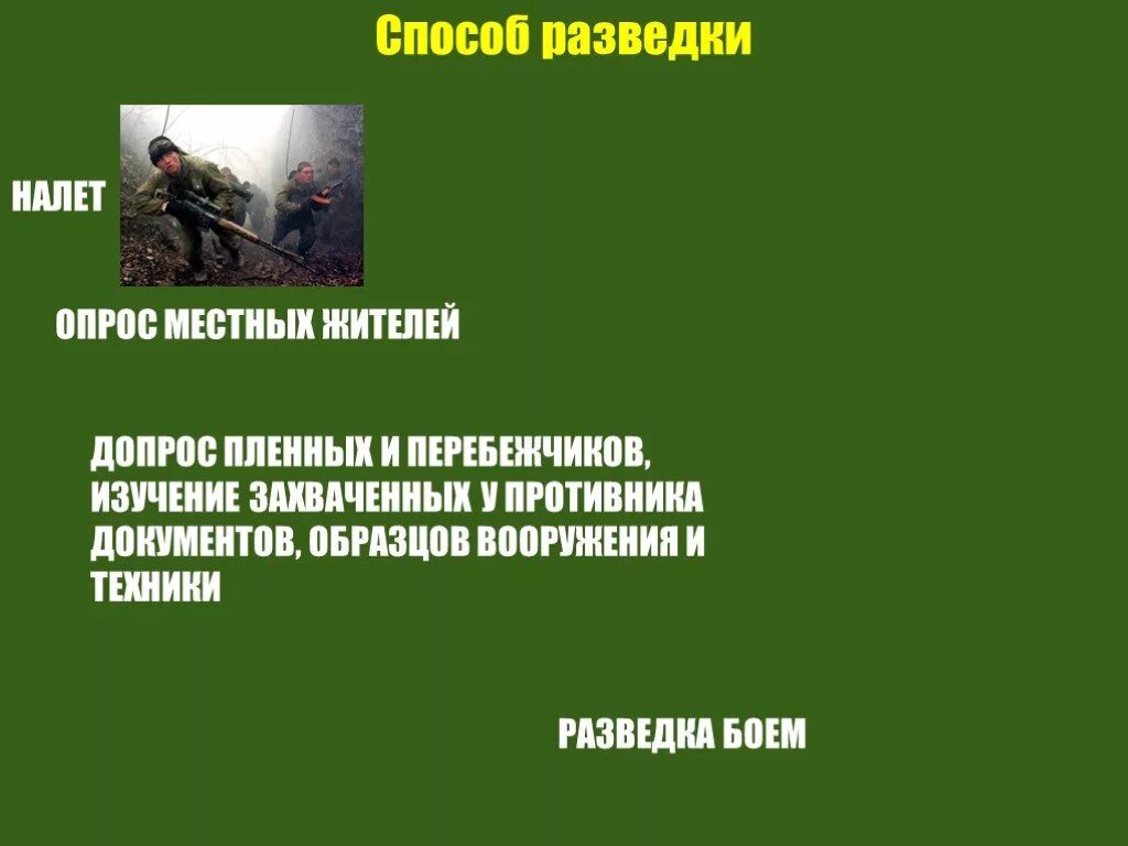 Организация ведения разведки. Способы разведки. Способы ведения разведки. Разведка в действии. Способы действия разведки.