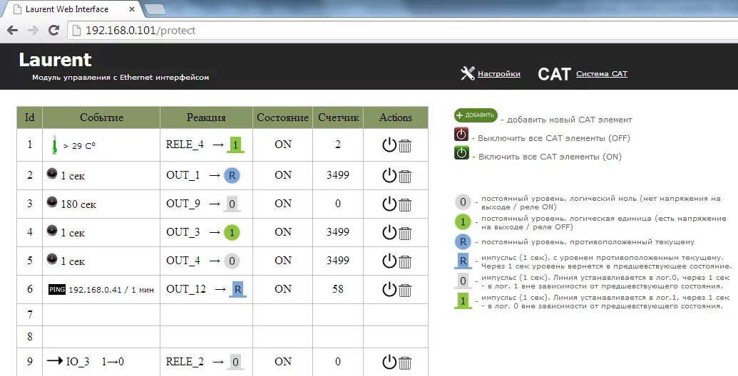 Web интерфейс управления. Ethernet модуль Laurent-5. Веб Интерфейс управления. Удаленное управление нагрузкой через интернет. Управление реле через интернет.