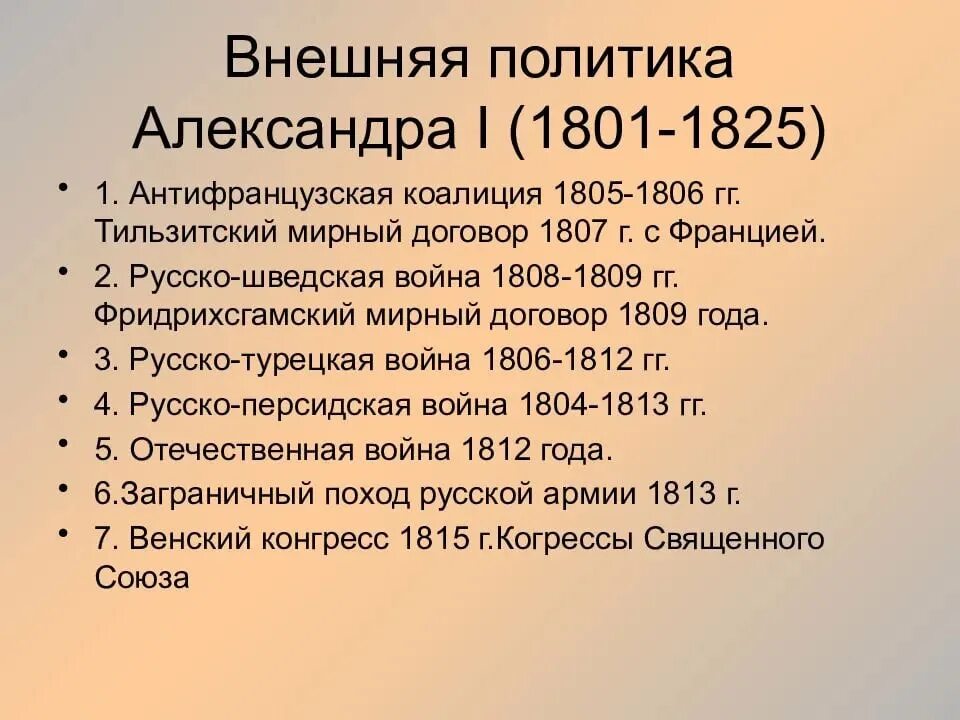 Войны в правление александром i