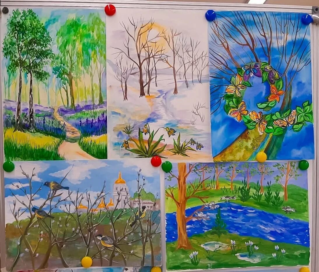 Рисование весеннего пейзажа. Весенние рисунки для детей. Весенний пейзаж для детей. Времена года 1 класс изо