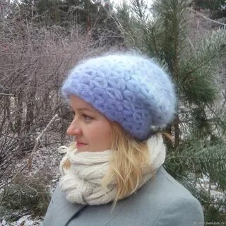 Связать шапку из мохера спицами для женщины
