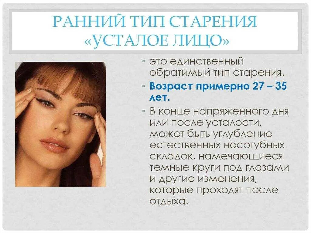 Определить тип старения тест. Типы старения. усталый тип лица. усталый тип старения лица. усталый тип кожи лица.